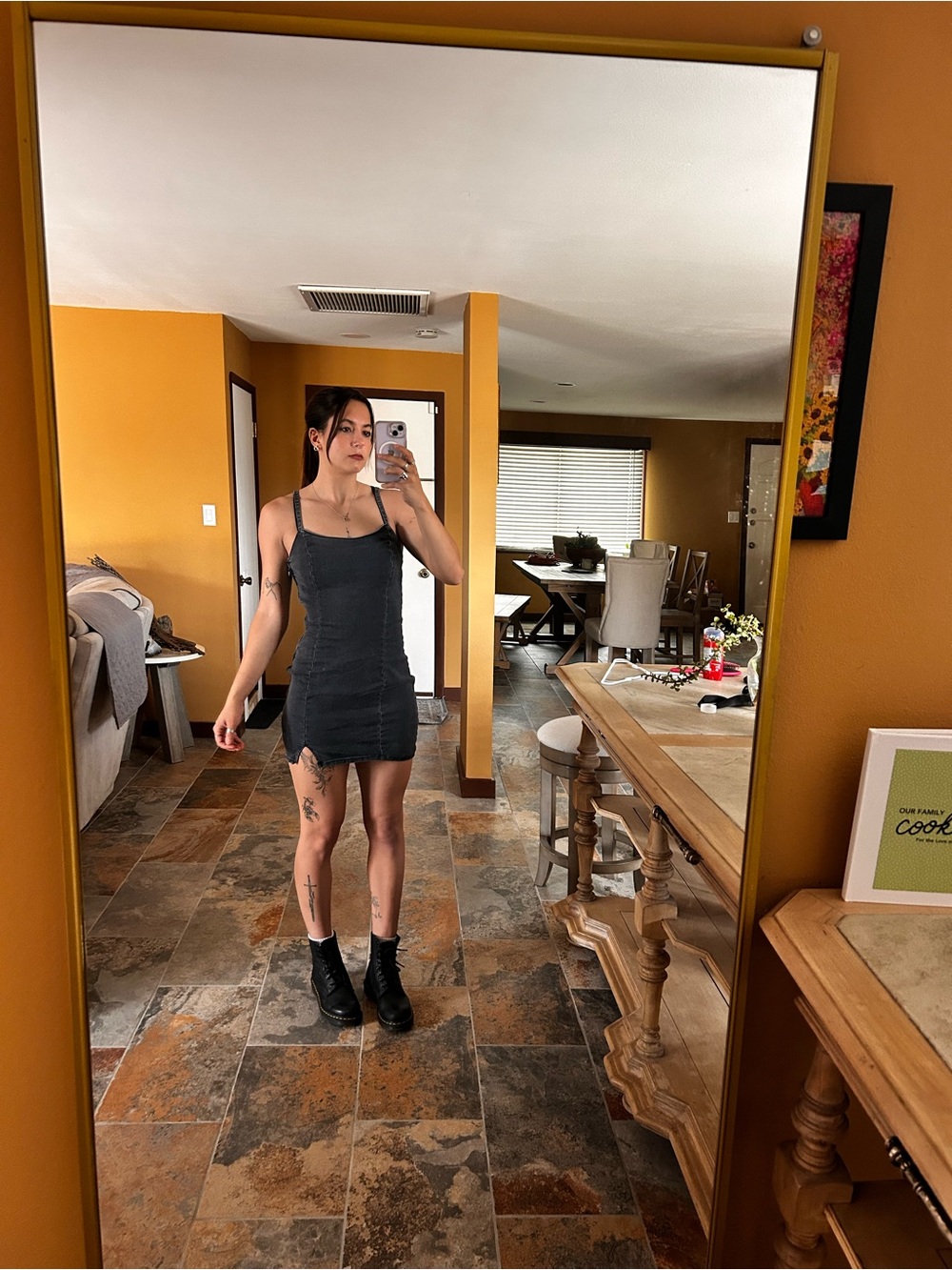 Divided Dark Gray Denim Mini Dress Size Small Black Wash Jean Dress